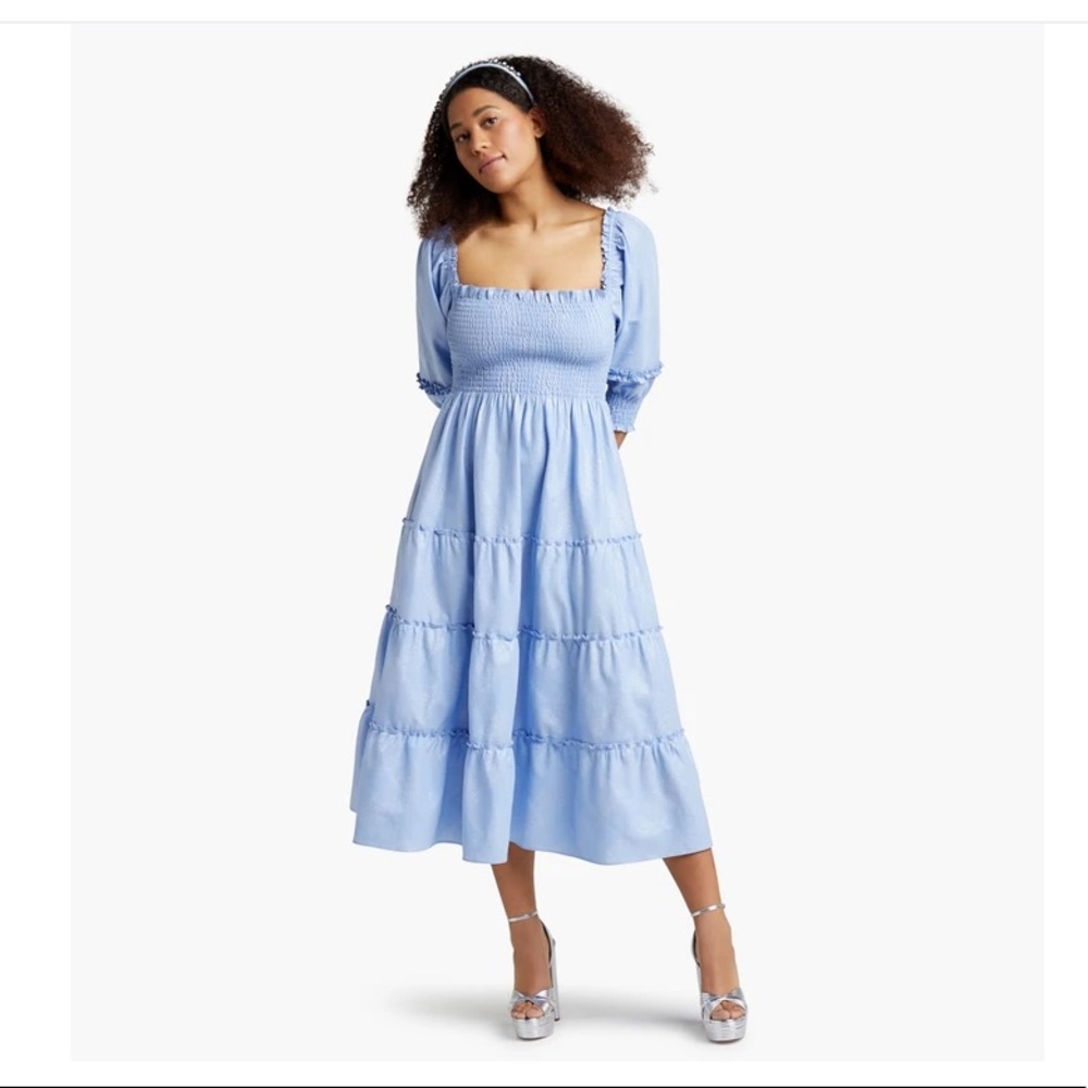 NWOT Hill House Nap Dress in Light Blue Glitter Check. XS, Maternity Friendly
